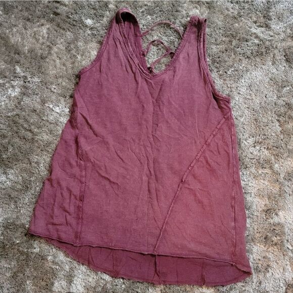 Maurices Grunge Red Purple Tank Top Cross Lines in Back Size Small - Picture 1 of 5